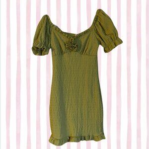 green, short fit dress, size large